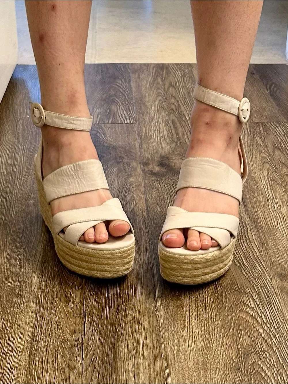 Nine West Ivory Espadrille Wedge Sandals Slingback Women’s Size 8